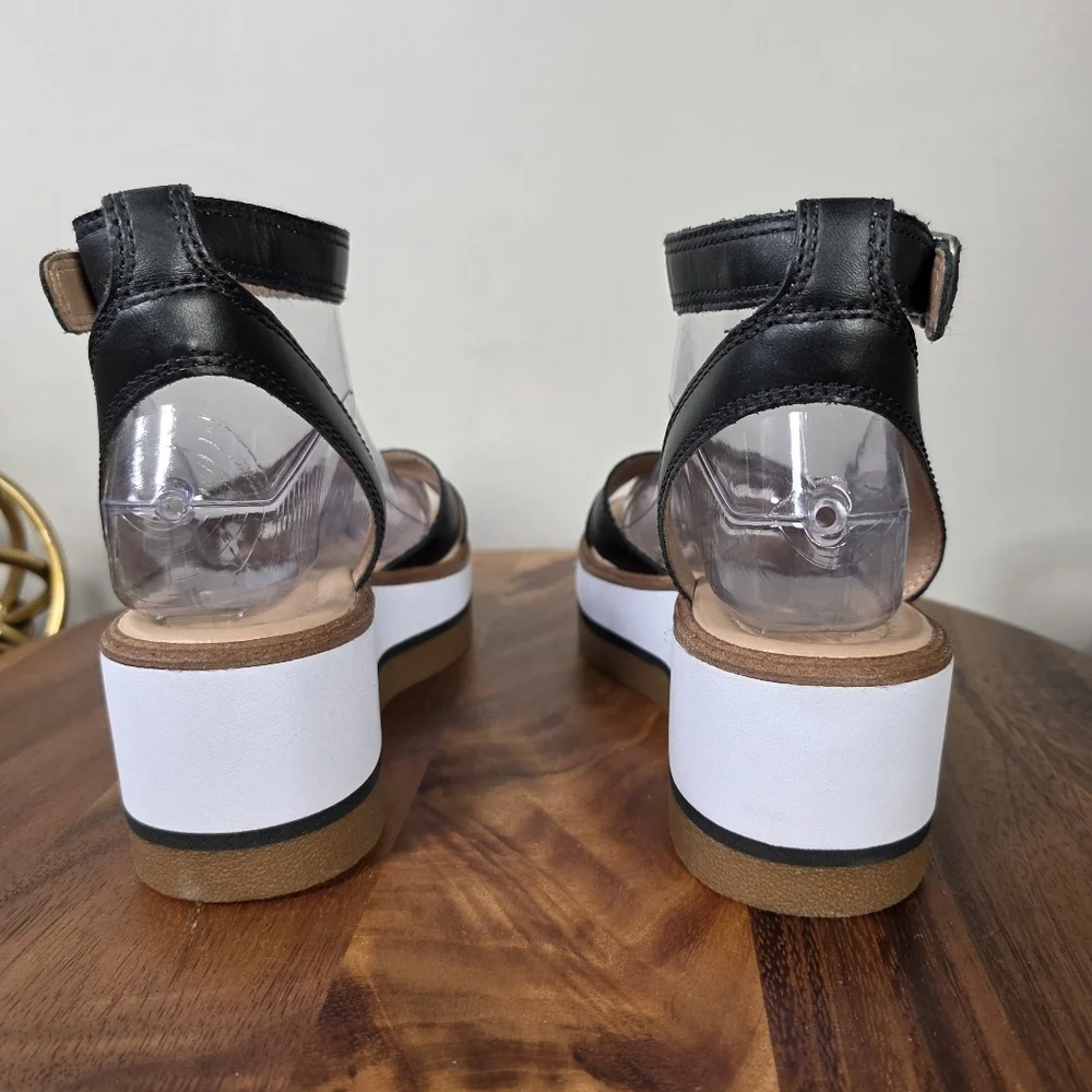 Lucky Brand Tarhi Black Leather Platform Sandals Size 9
